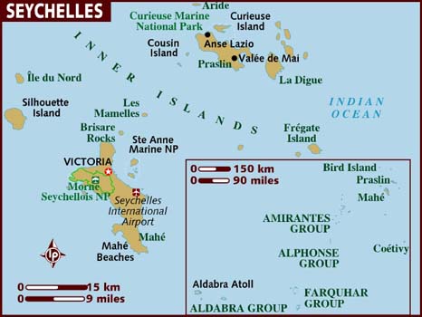 Map of the Seychelles Islands