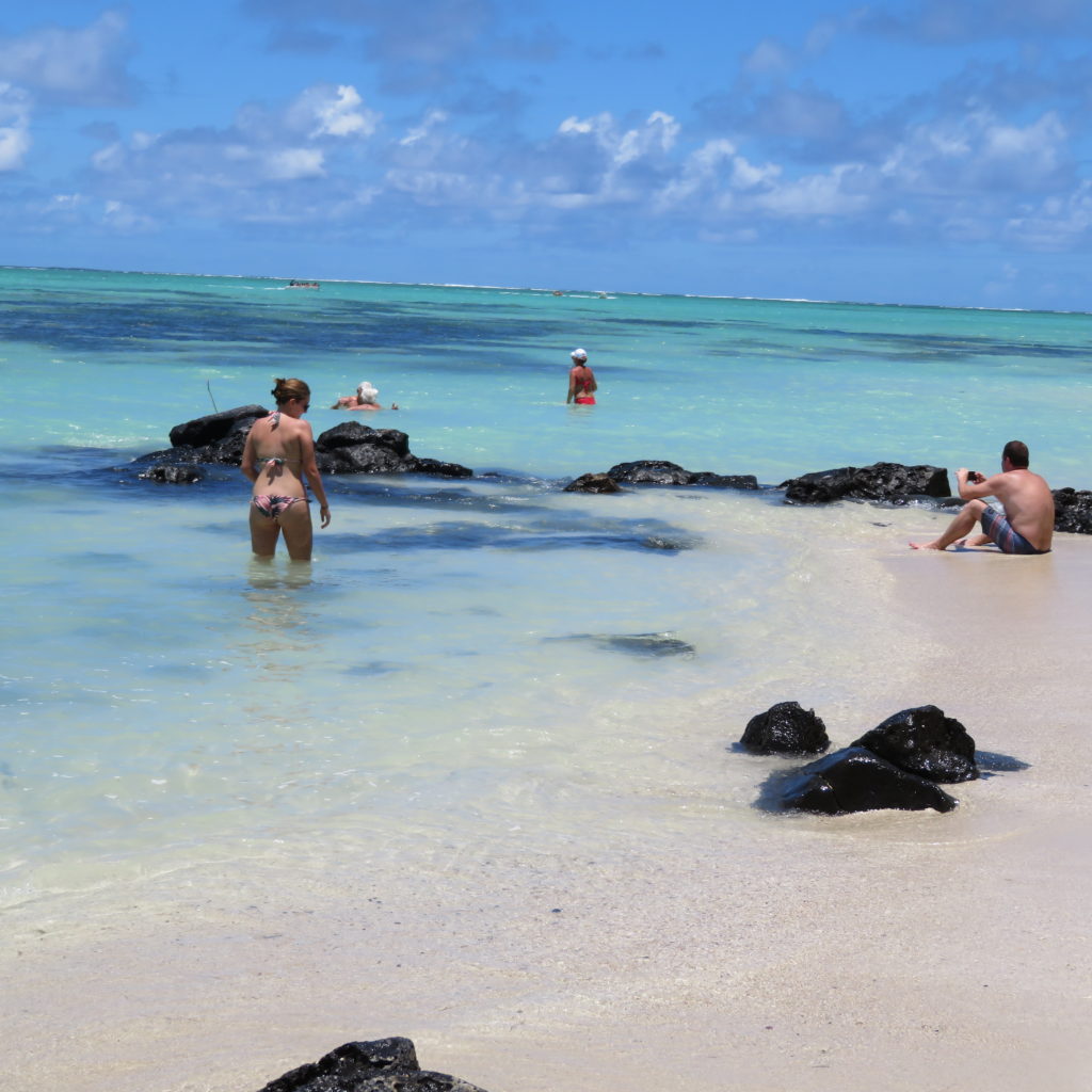 Tourists Enjoying The Water at the Ile Aux Cerfs Island