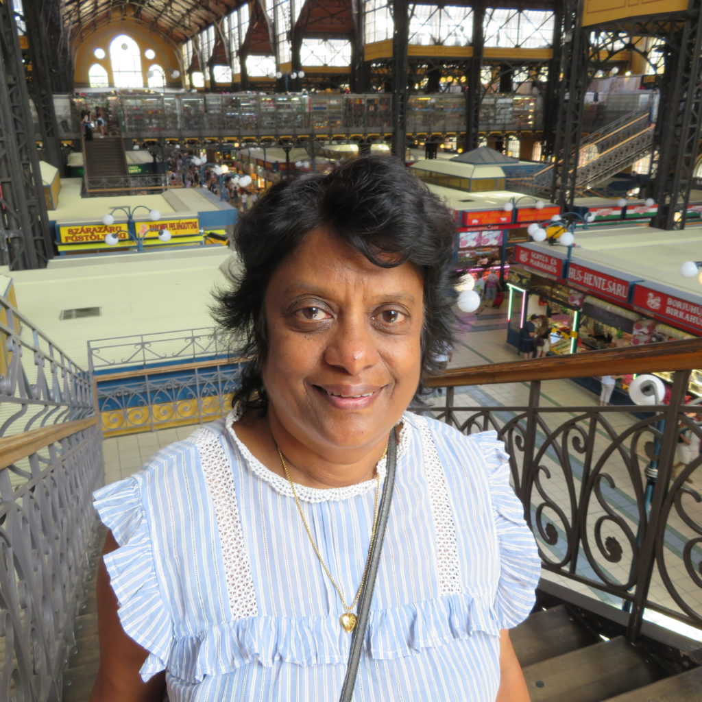 Posing Inside Great Market Hall in Budapest Hungary