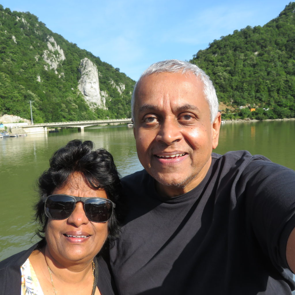 Posing on Ship with the Beautiful Iron Gate Gorge in the Background