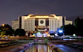 Night Shot of Park National Palace of Culture in Sofia