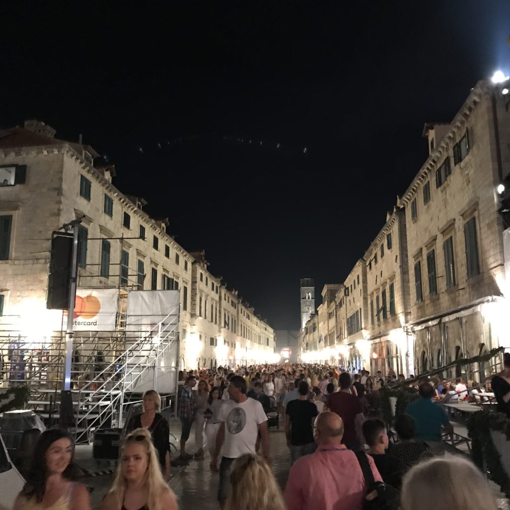 Night Time Crowds at Old Town Dubrovniuk Croatia