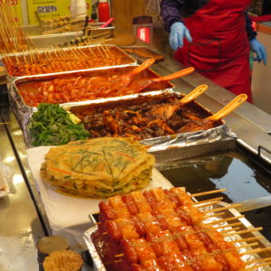 Food Stall at the Myeong-Dong Market Seoul South Korea