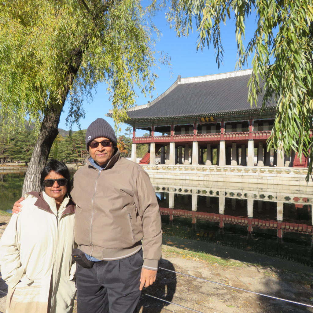 Posing at Gyeongbokgung Palace Seoul South Korea