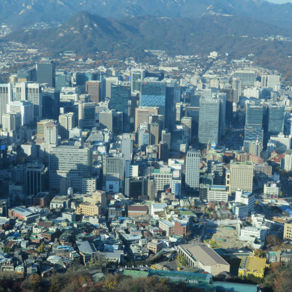 View of Seoul from the Namsan Tower of Seoul South Korea