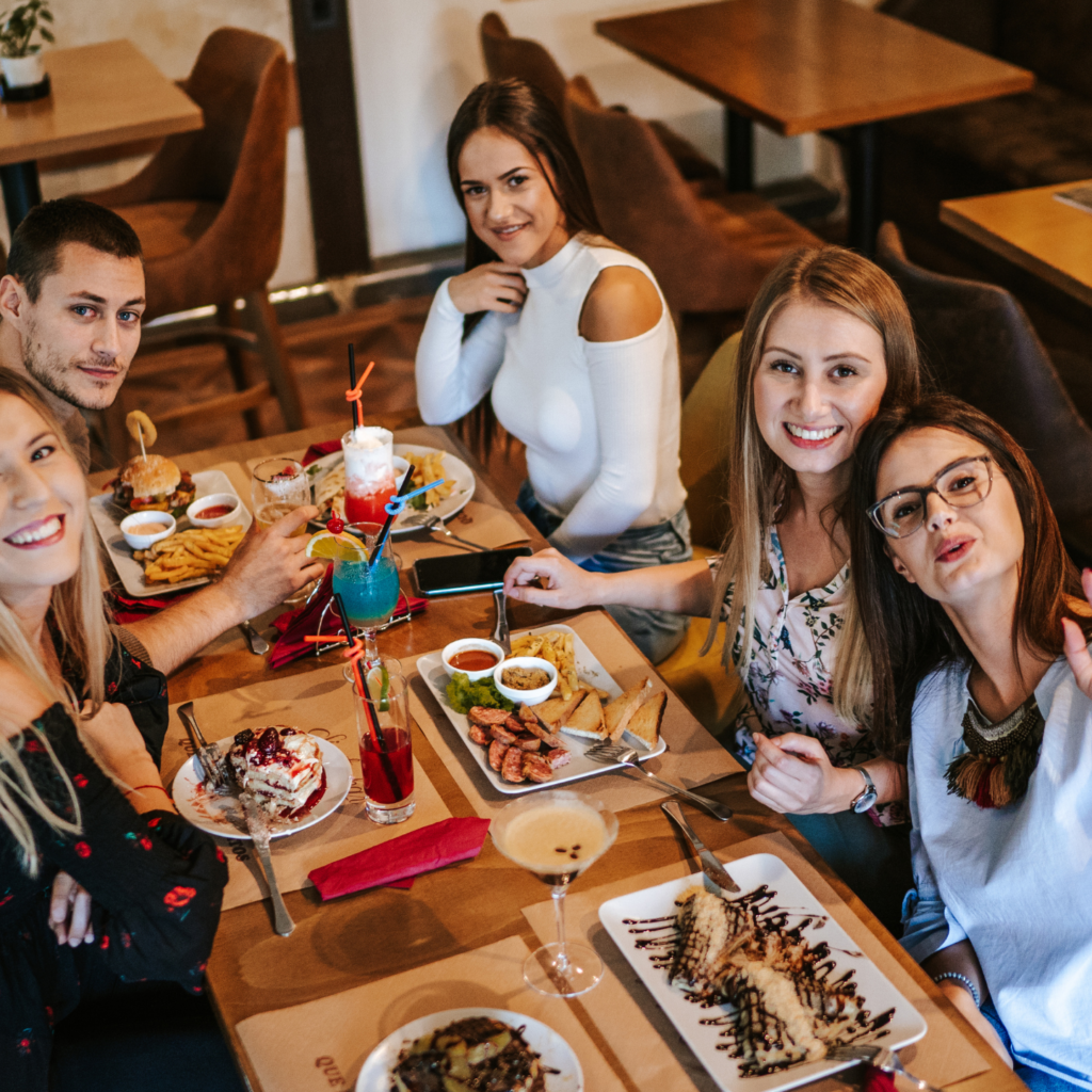 Friends Eating Out on Trip