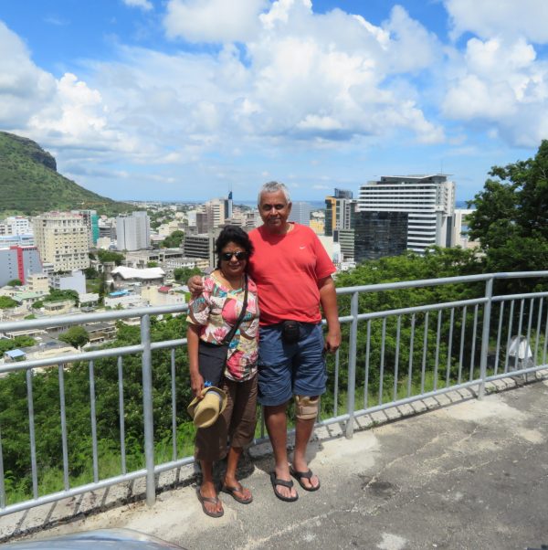 Posing with Port Louis Mauritius in the Background