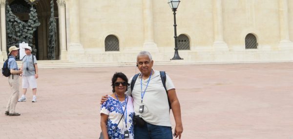 Posing on Main Square at Pecs Hungary