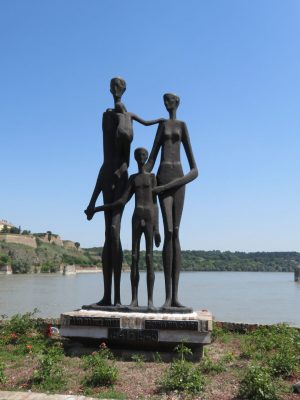 Statue by the Danube River in Novi Sad Serbia