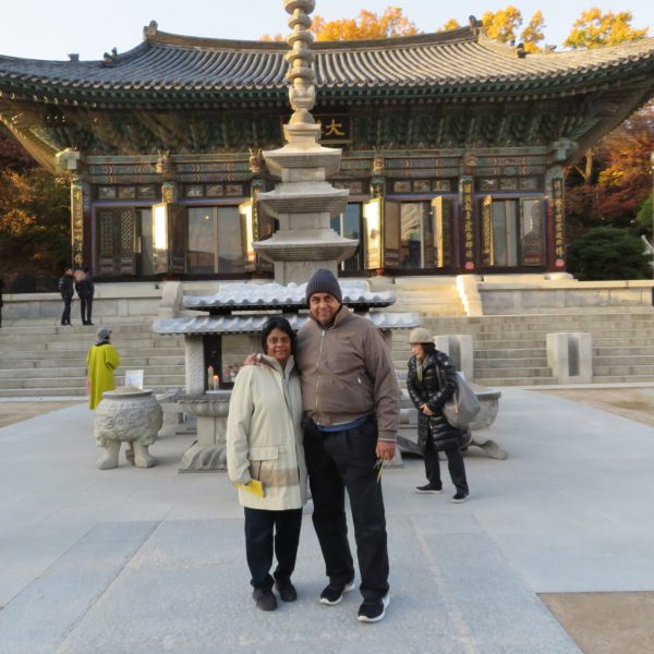 Posing at Bongeunsa Temple in Seoul South Korea