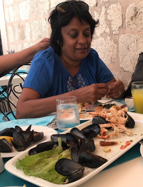 Enjoying Seafoos at Dubrovnik Croatia