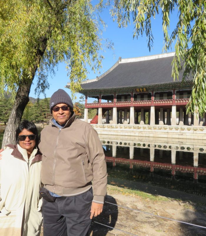 Posing at Gyeongbokgung Palace Seoul South Korea