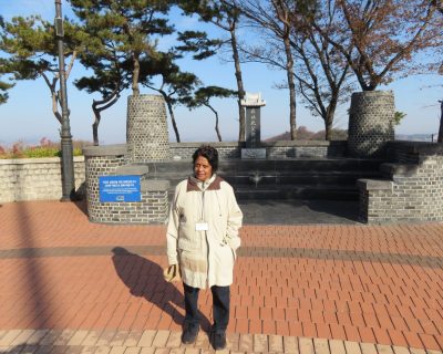 Posing Outside the Ganghwa Peace Observatory in South Korea